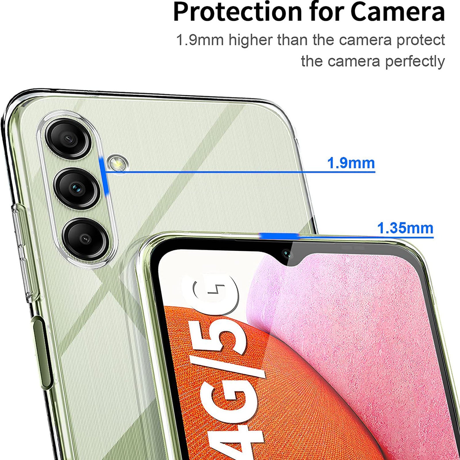 For Samsung Galaxy A24 4G (162.1 x 77.6 x 8.3mm) Case Clear TPU Phone Cover with 3Pcs Tempered Glass Screen Protector