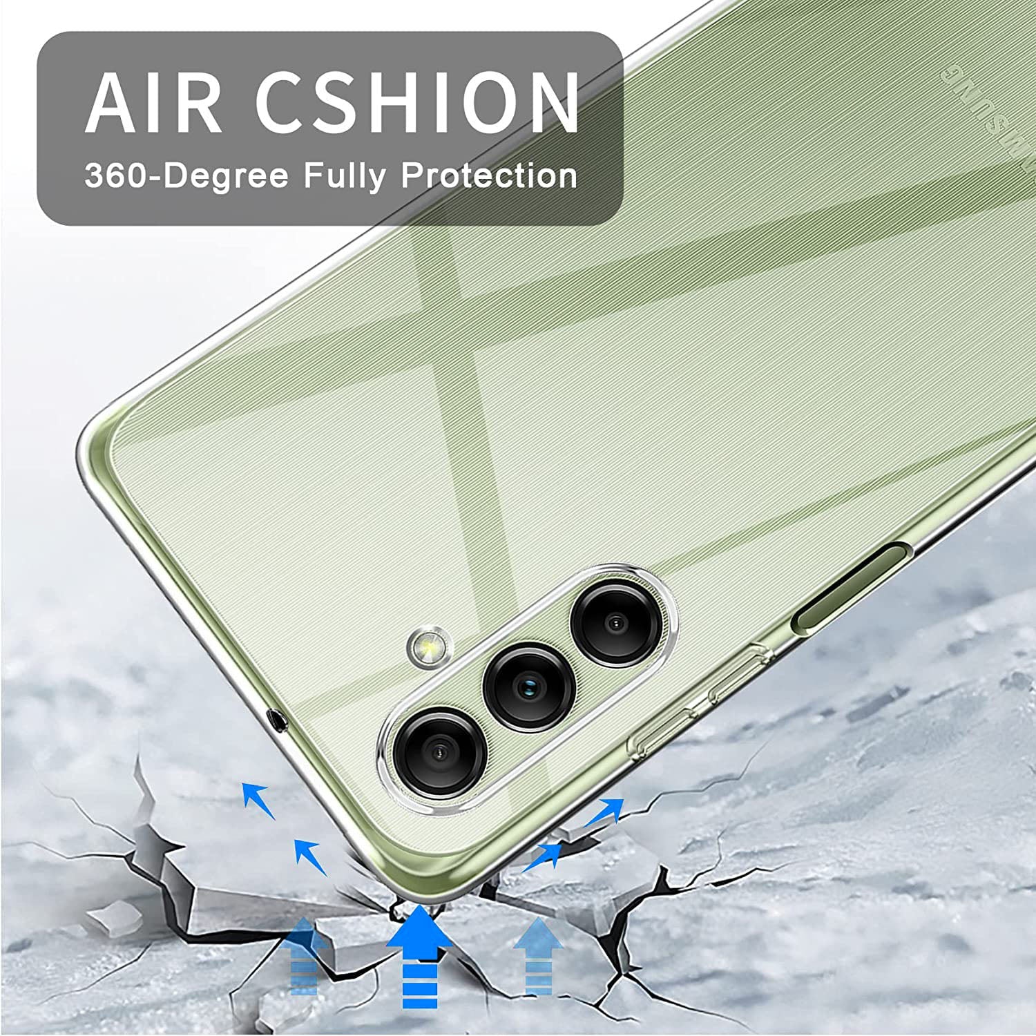 For Samsung Galaxy S23 FE TPU Case Anti-Scratch Phone Cover with 3Pcs 2.5D Tempered Glass Film