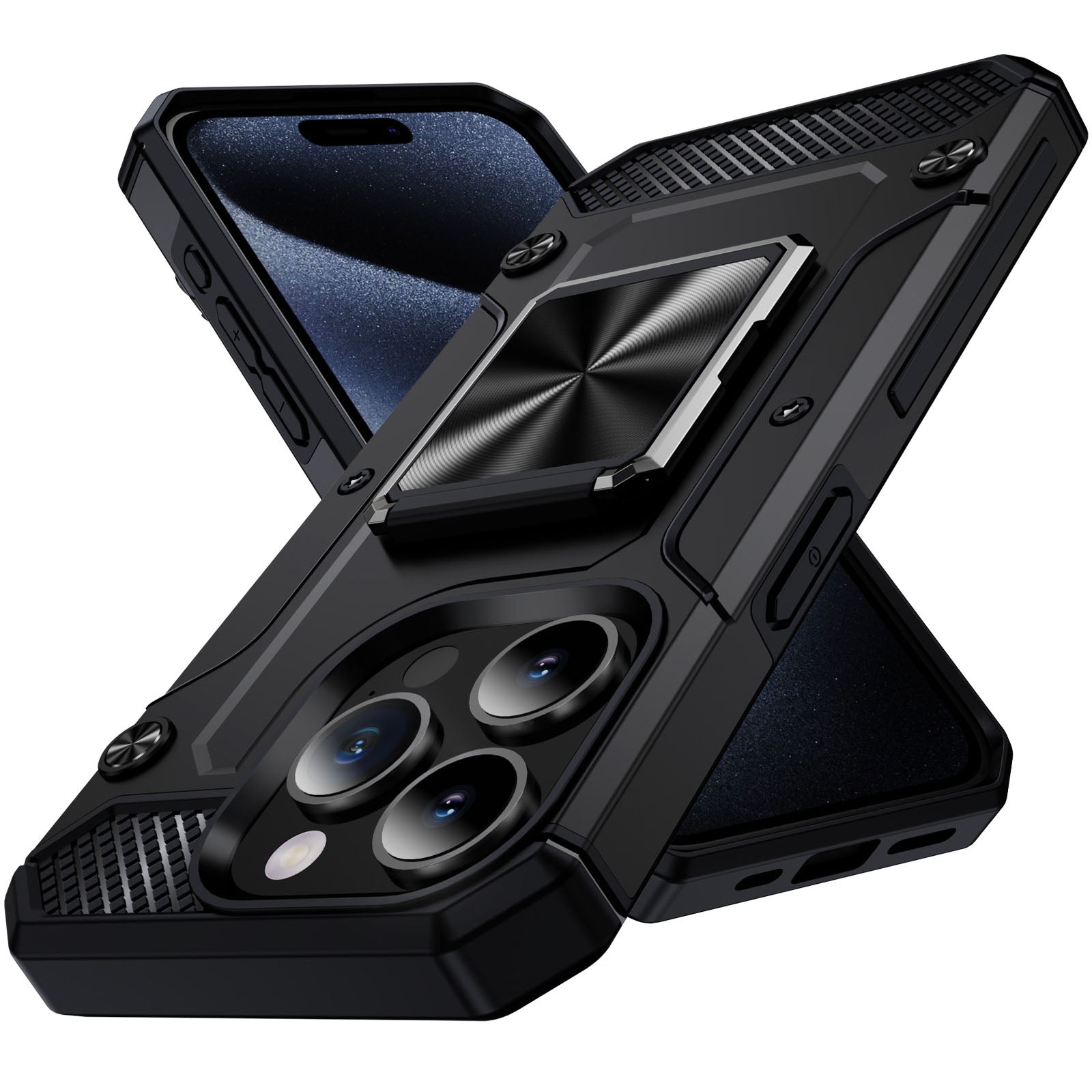 For iPhone 14 Pro Max Case Dual-Layer PC+TPU Kickstand Protective Phone Cover