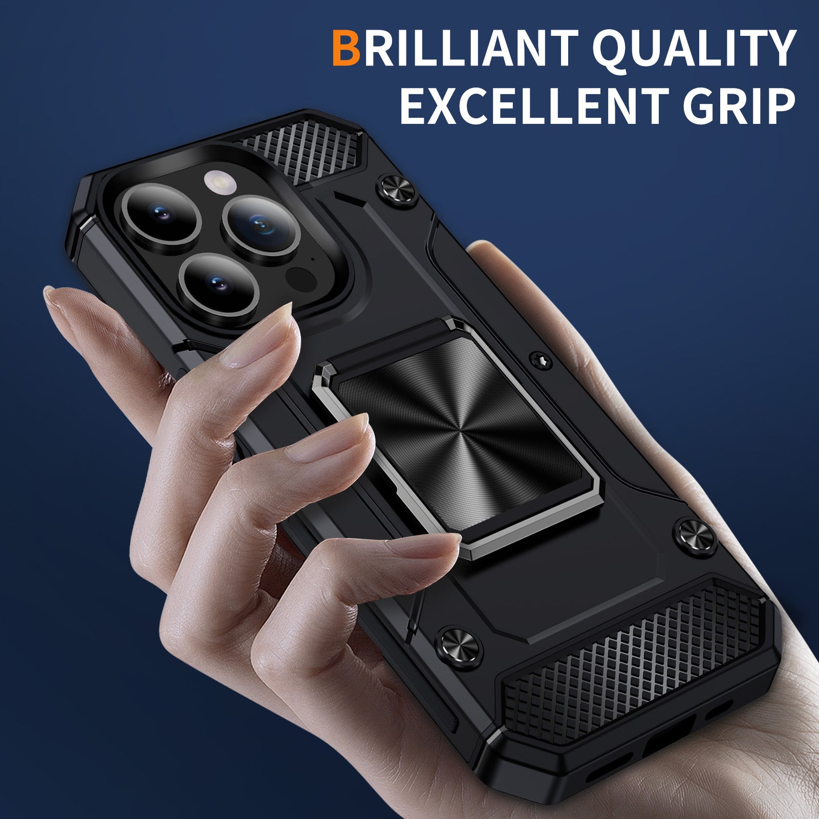 For iPhone 14 Pro Max Case Dual-Layer PC+TPU Kickstand Protective Phone Cover