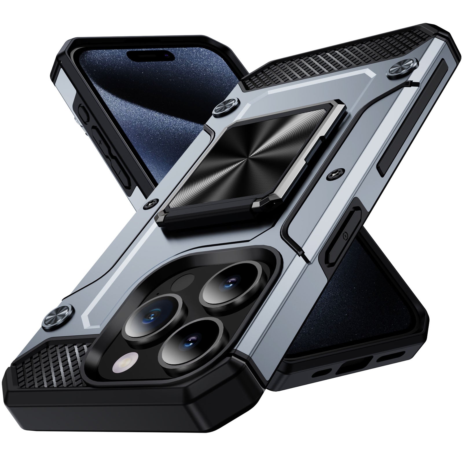 For iPhone 14 Pro Max Case Dual-Layer PC+TPU Kickstand Protective Phone Cover