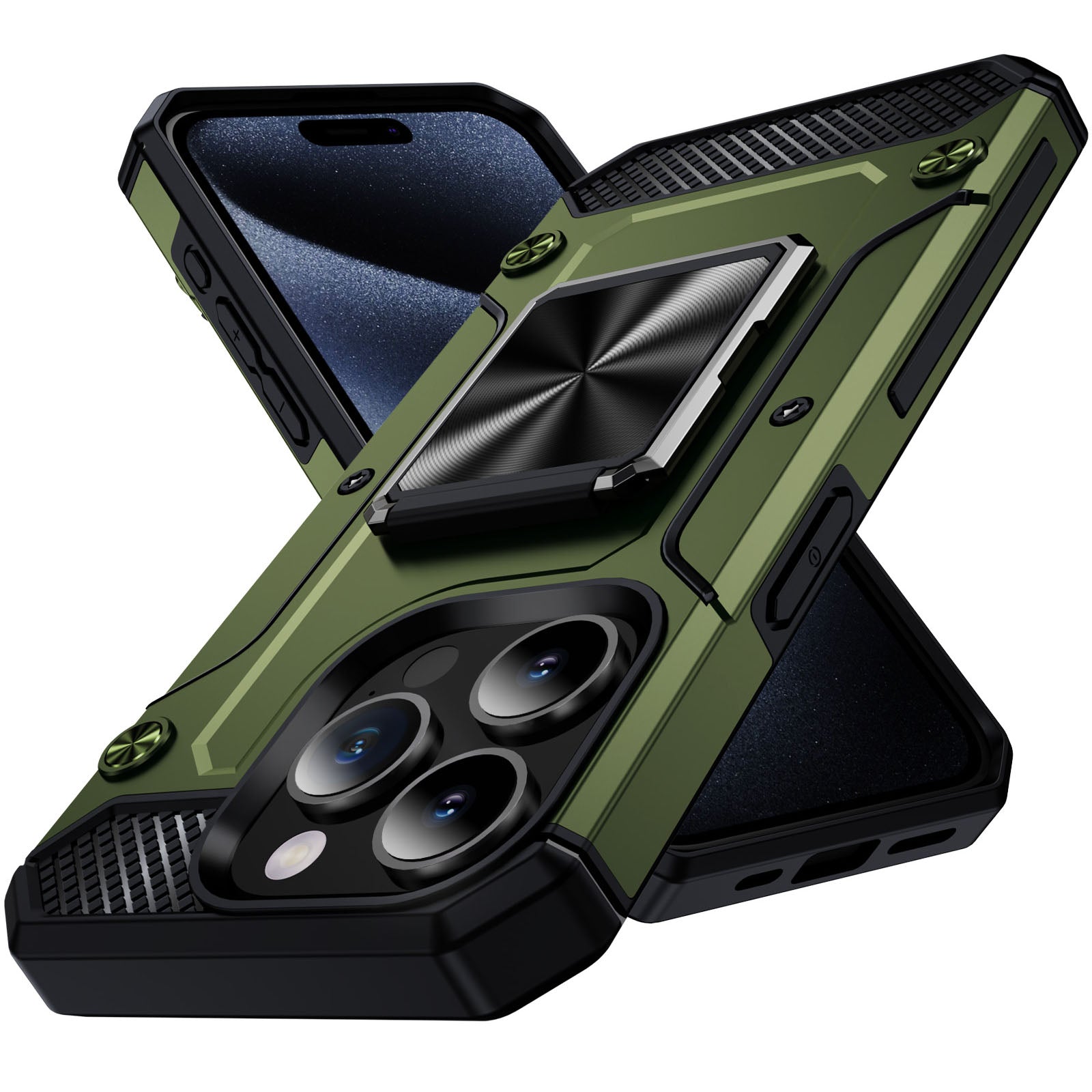 For iPhone 14 Pro Max Case Dual-Layer PC+TPU Kickstand Protective Phone Cover