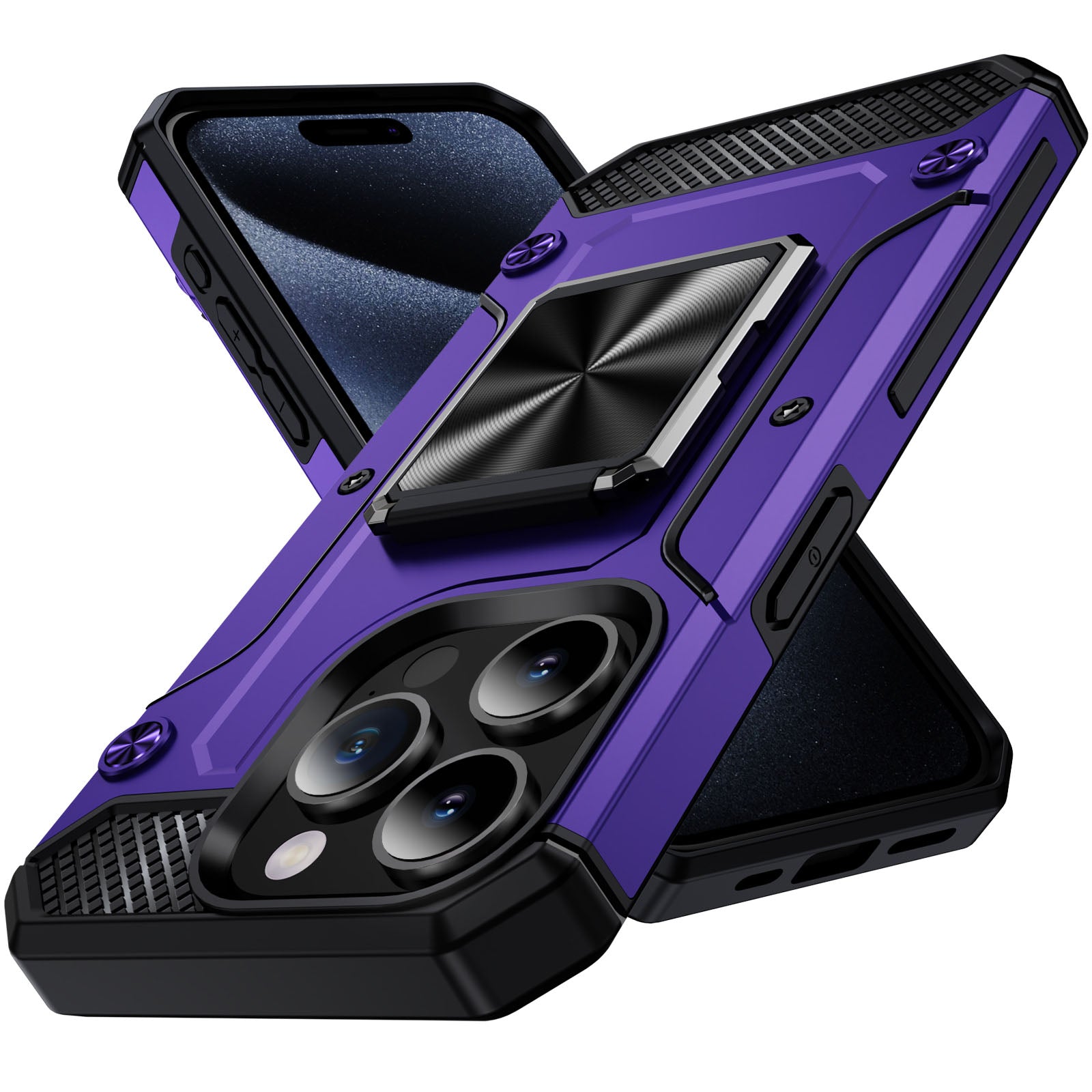 For iPhone 14 Pro Max Case Dual-Layer PC+TPU Kickstand Protective Phone Cover