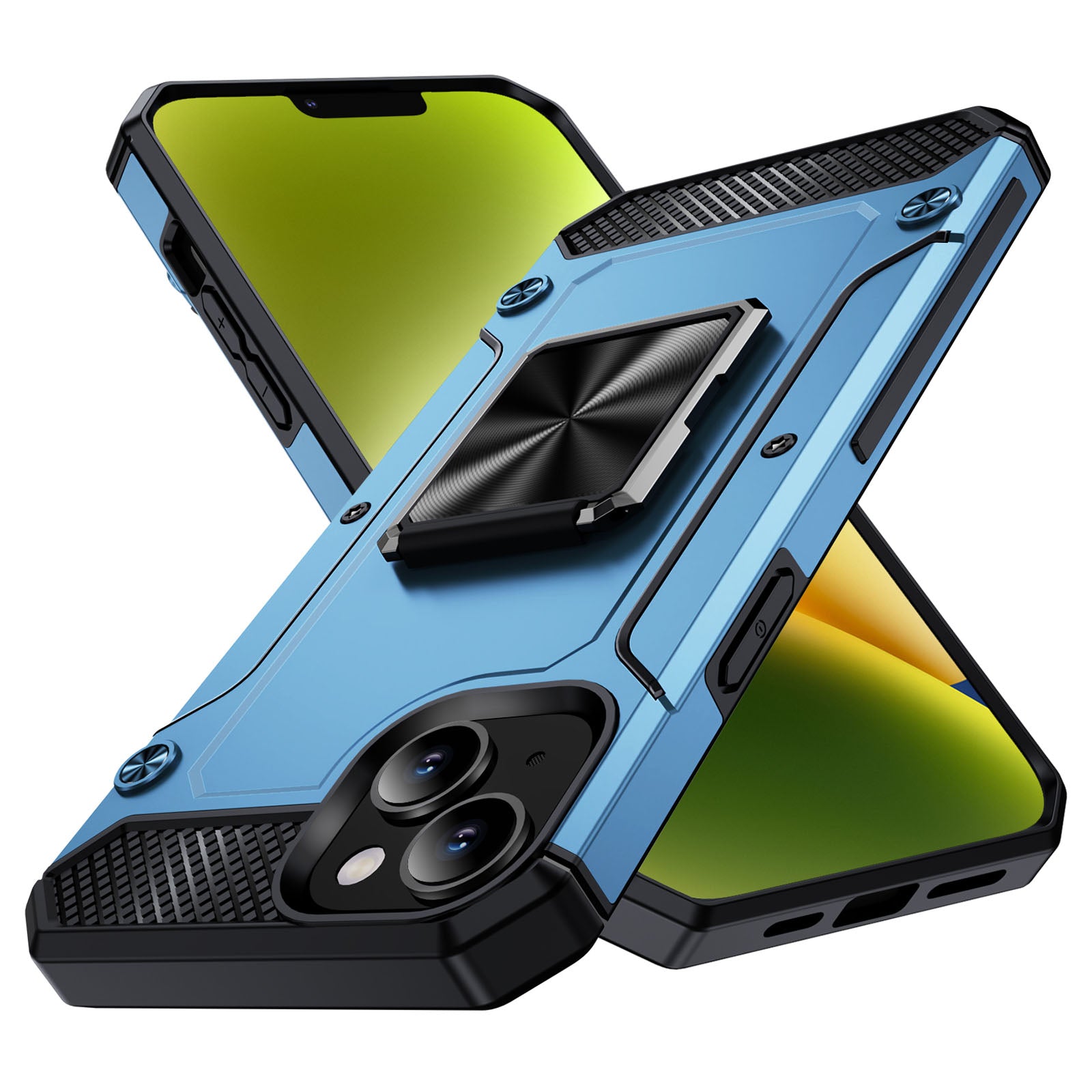 For iPhone 14 Case Rotation Ring Holder PC+TPU Drop Protection Phone Cover