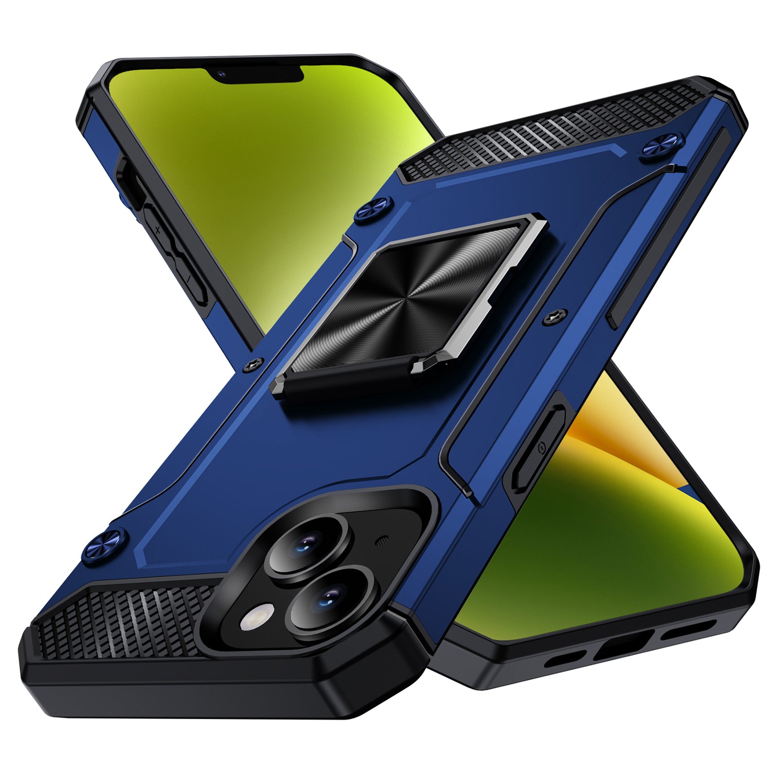 For iPhone 14 Case Rotation Ring Holder PC+TPU Drop Protection Phone Cover