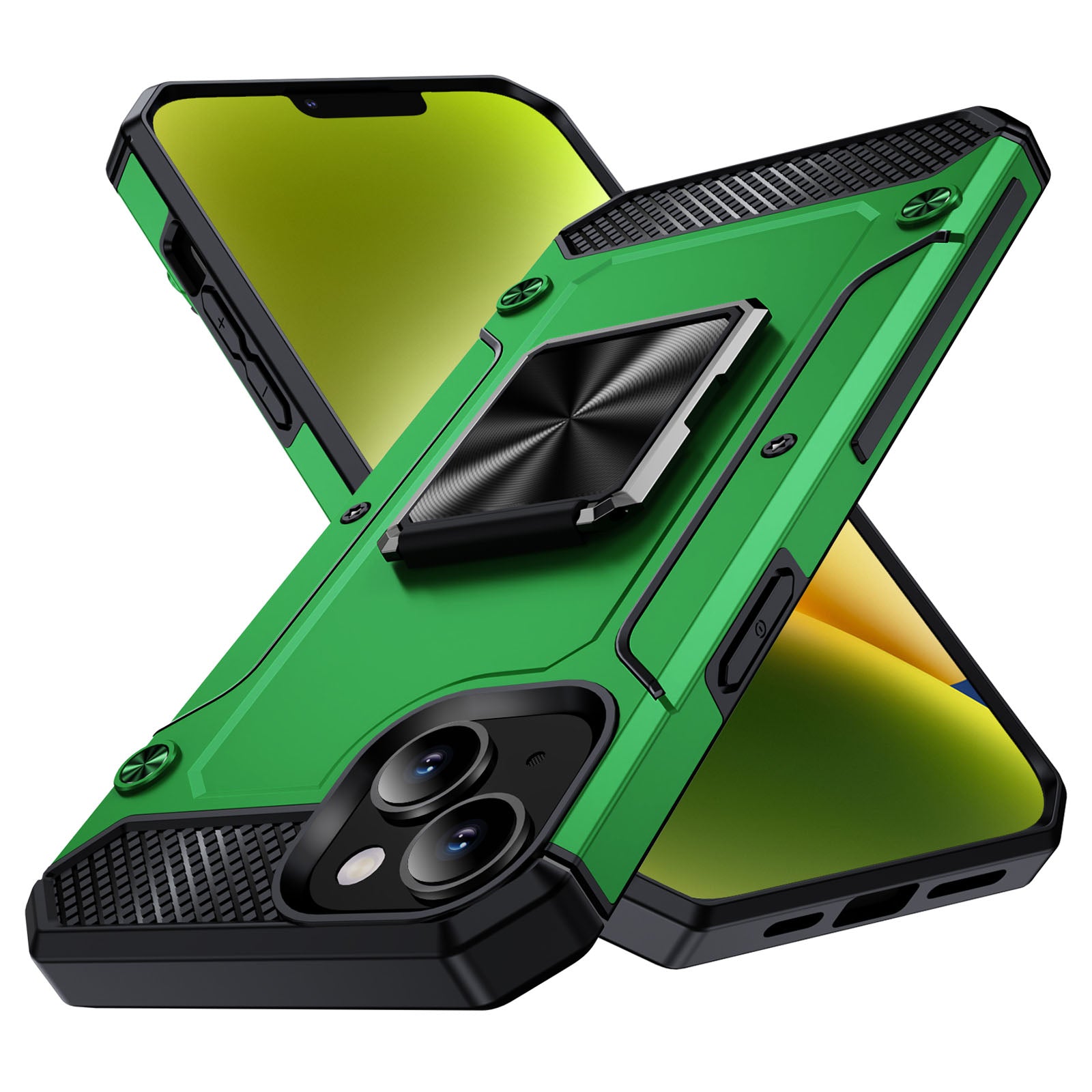 For iPhone 14 Case Rotation Ring Holder PC+TPU Drop Protection Phone Cover