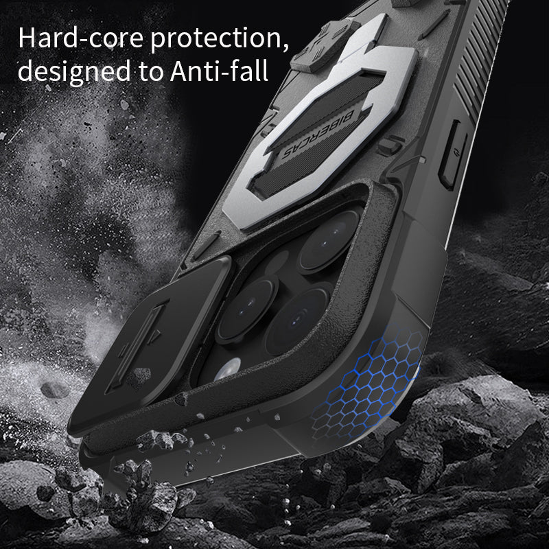 For iPhone 13 Pro Max Kickstand PC+TPU Phone Case Shockproof Phone Cover Compatible with MagSafe