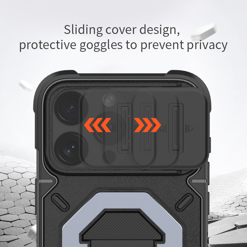 For iPhone 13 Pro Max Kickstand PC+TPU Phone Case Shockproof Phone Cover Compatible with MagSafe