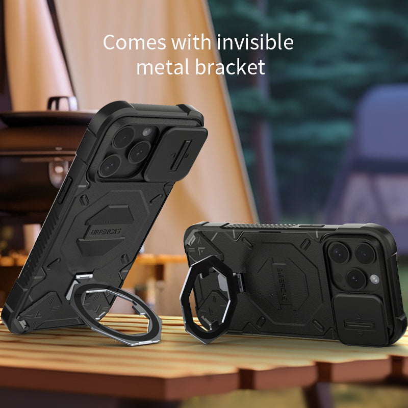 For iPhone 13 Pro Max Kickstand PC+TPU Phone Case Shockproof Phone Cover Compatible with MagSafe