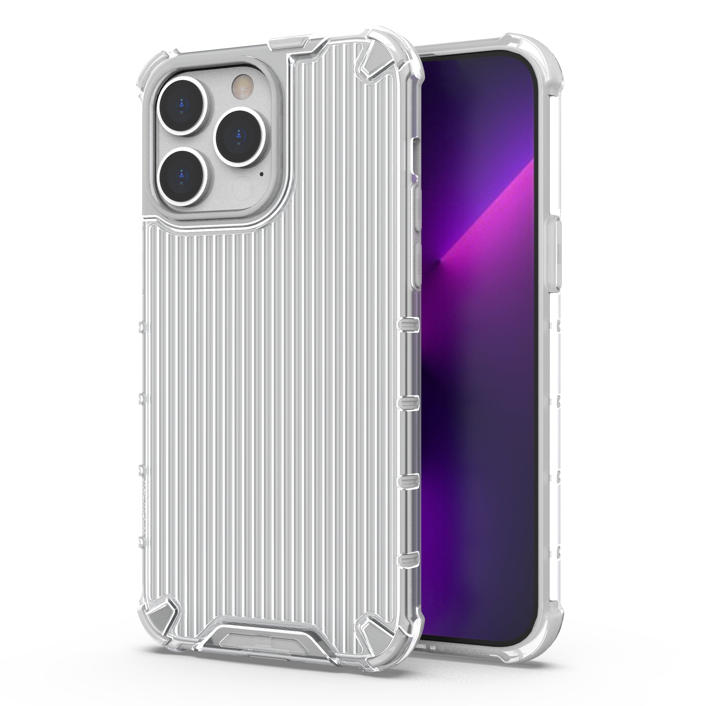 For iPhone 15 Pro Case Stripe Pattern PC+TPU Dual Layer Shockproof Phone Cover