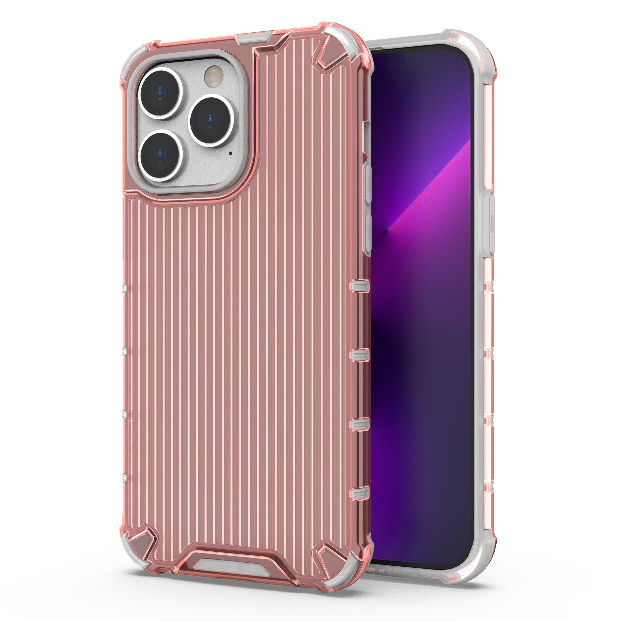 For iPhone 15 Pro Case Stripe Pattern PC+TPU Dual Layer Shockproof Phone Cover