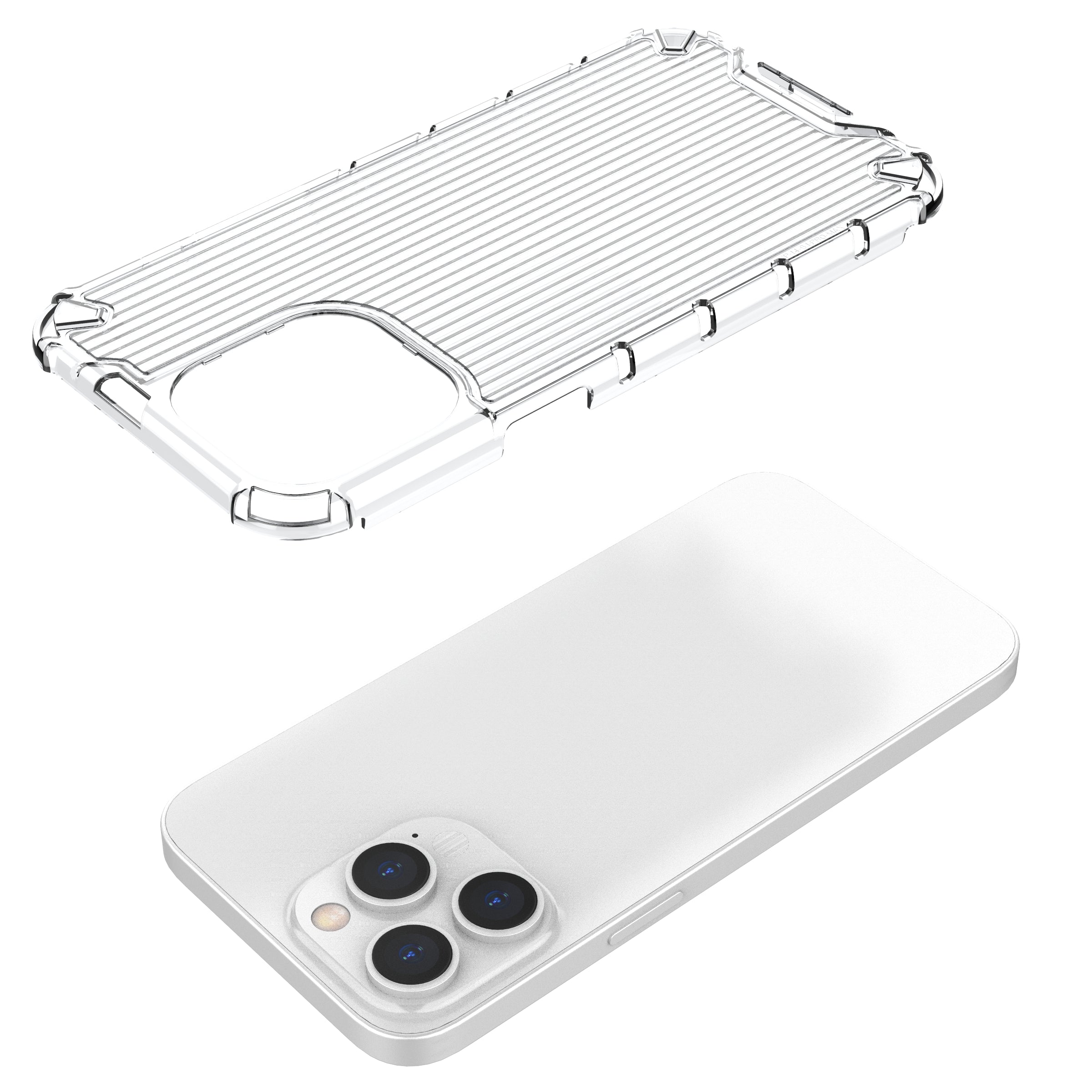 For iPhone 15 Pro Max Case PC+TPU Strip Pattern Heat Dissipation Phone Cover