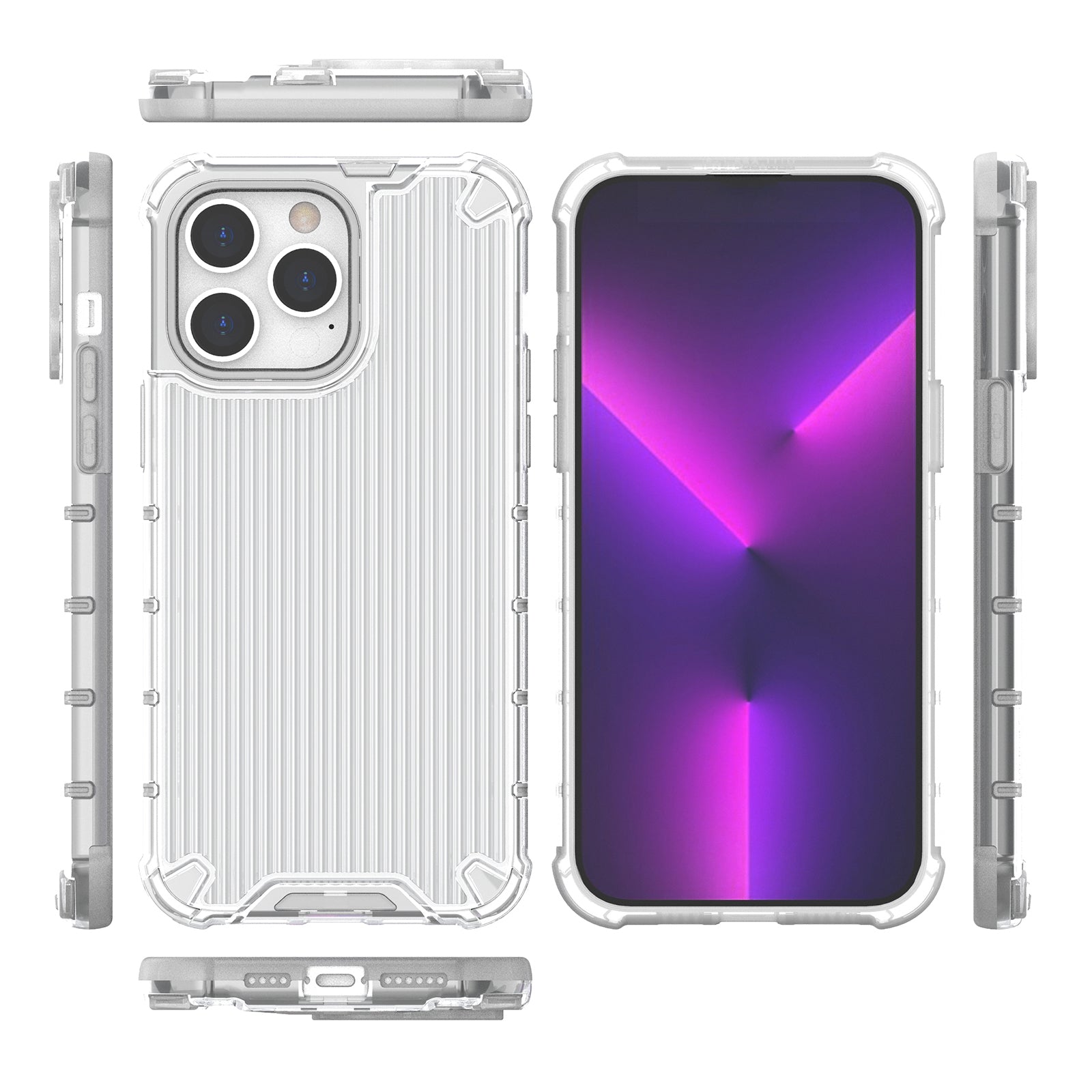 For iPhone 15 Pro Max Case PC+TPU Strip Pattern Heat Dissipation Phone Cover