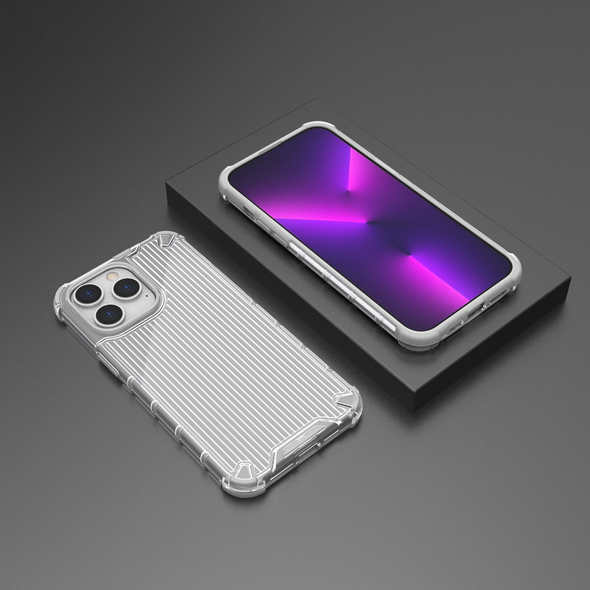 For iPhone 15 Pro Max Case PC+TPU Strip Pattern Heat Dissipation Phone Cover
