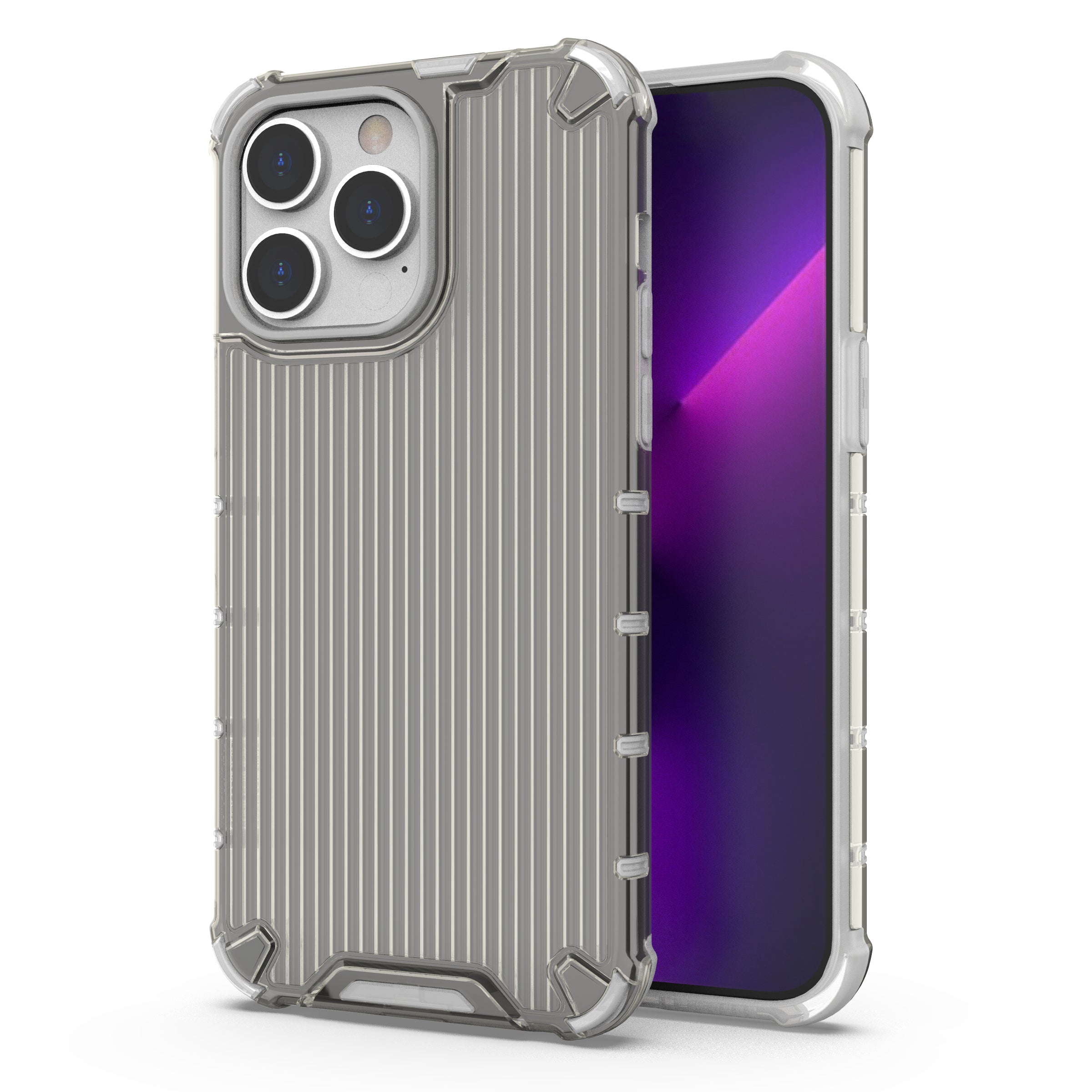 For iPhone 15 Pro Max Case PC+TPU Strip Pattern Heat Dissipation Phone Cover