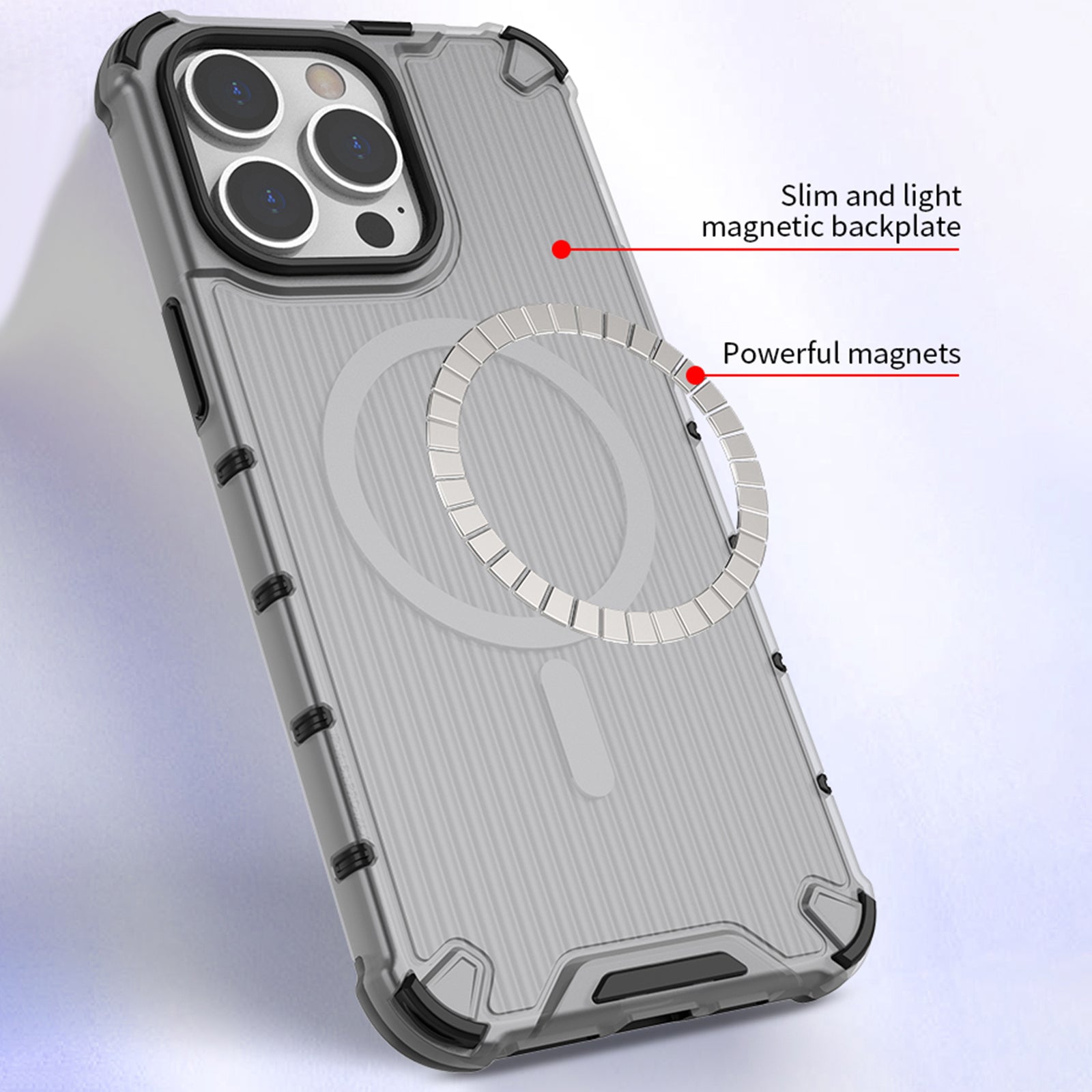 For iPhone 15 Pro Max Case Compatible with MagSafe PC+TPU Strip Pattern Phone Cover