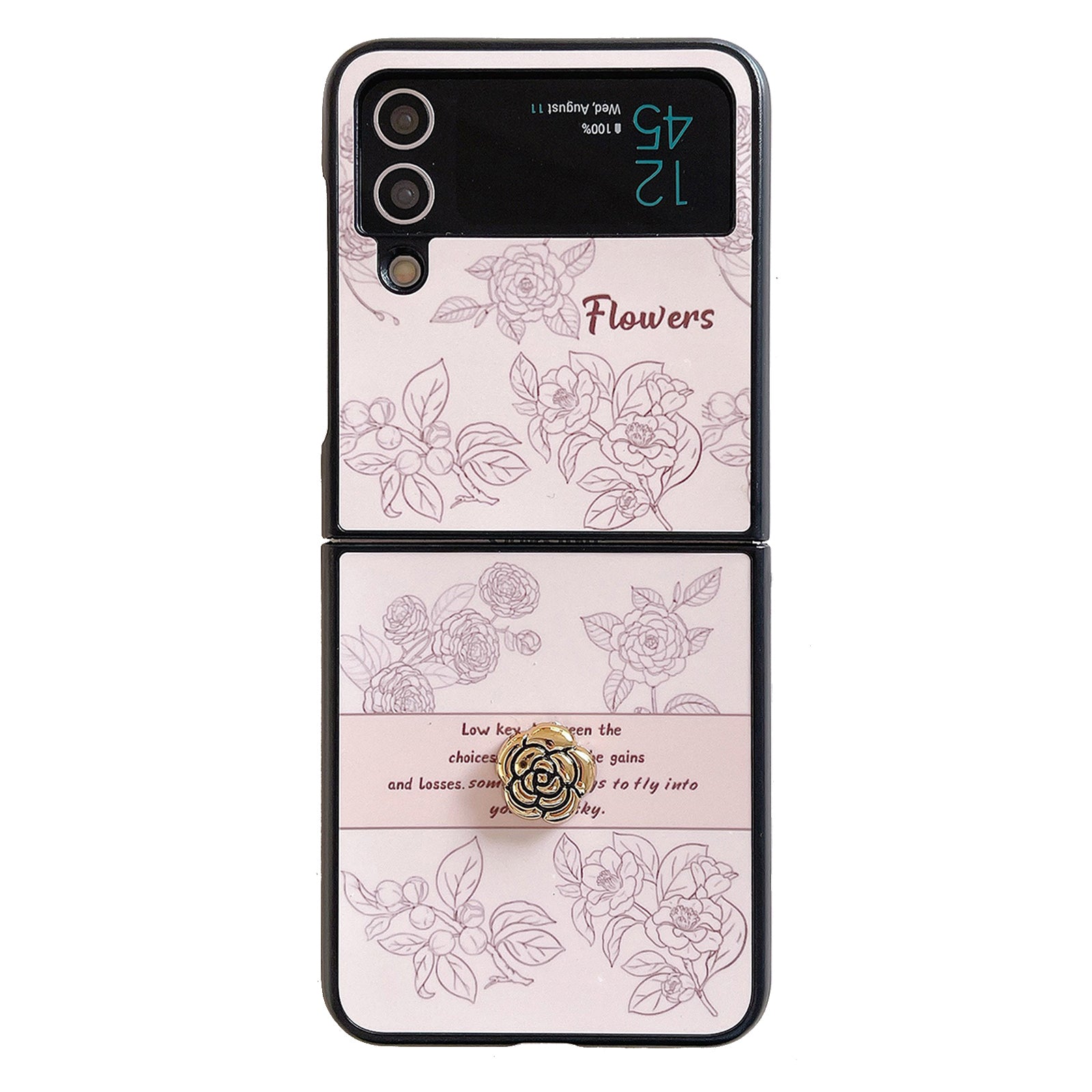 For Samsung Galaxy Z Flip4 5G Case Pattern Printing TPU Phone Cover with Hand Strap