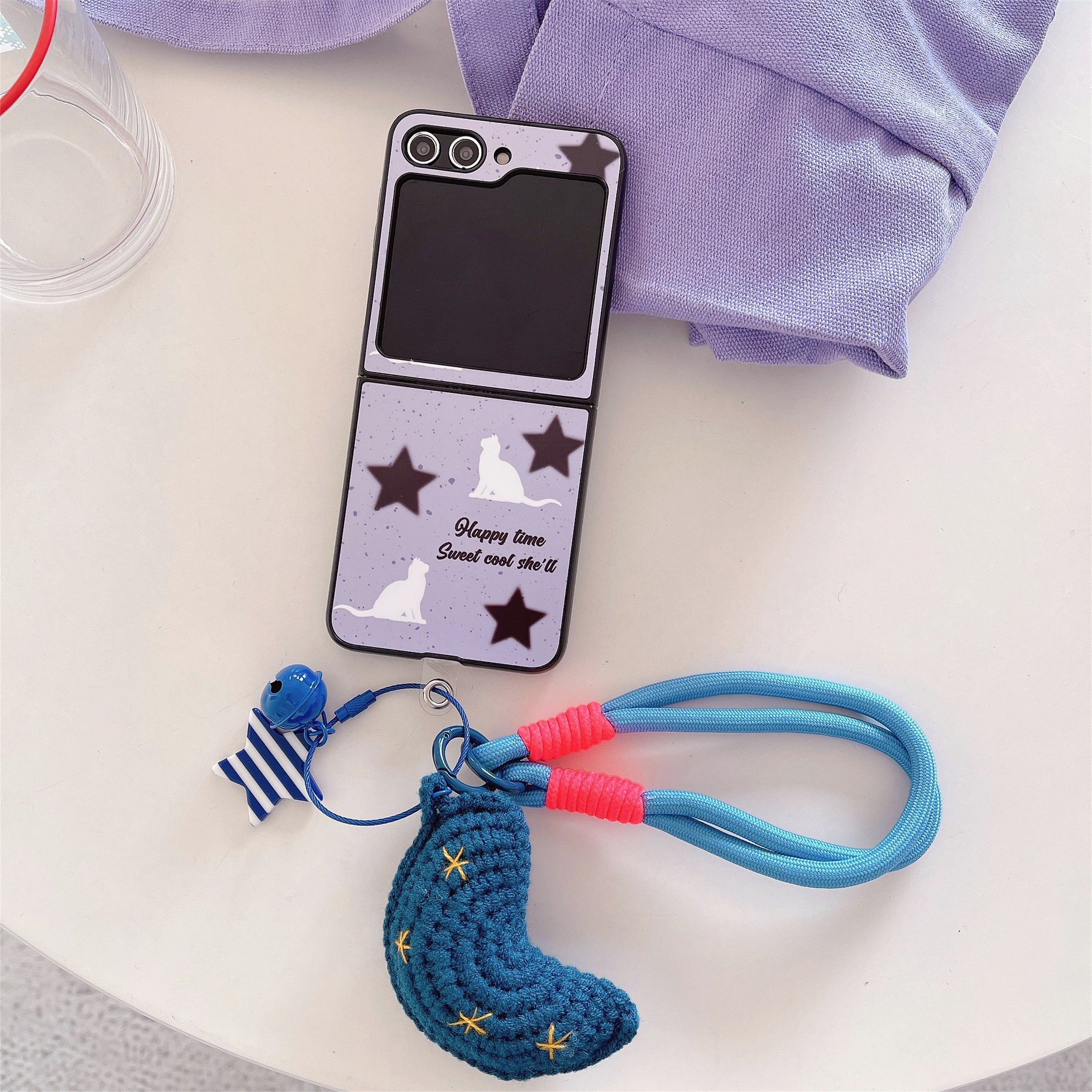 For Samsung Galaxy Z Flip5 5G Pattern Case TPU Protective Phone Cover with Strap