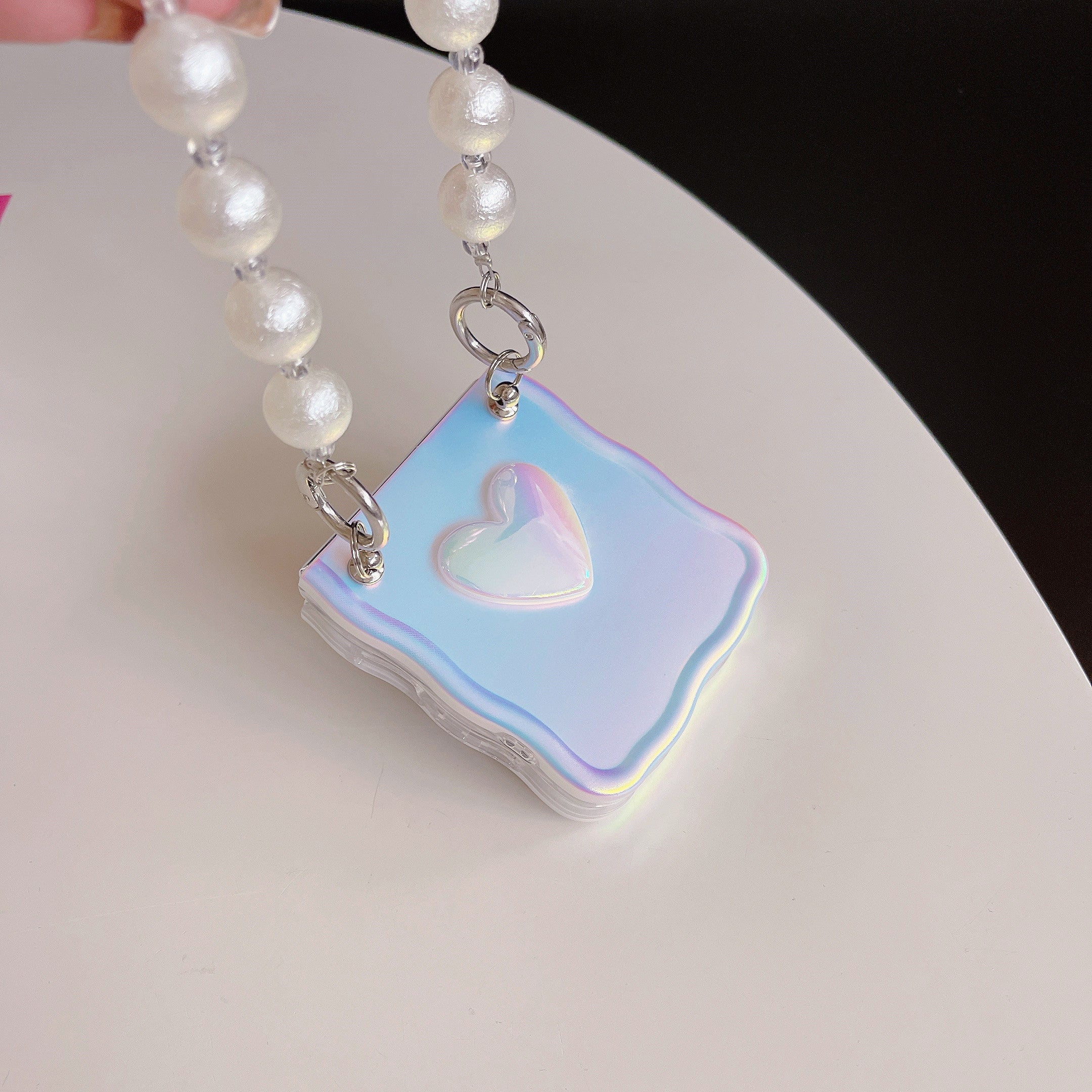 For Samsung Galaxy Z Flip5 5G Laser Case TPU Love Heart Pattern Phone Cover with Chain