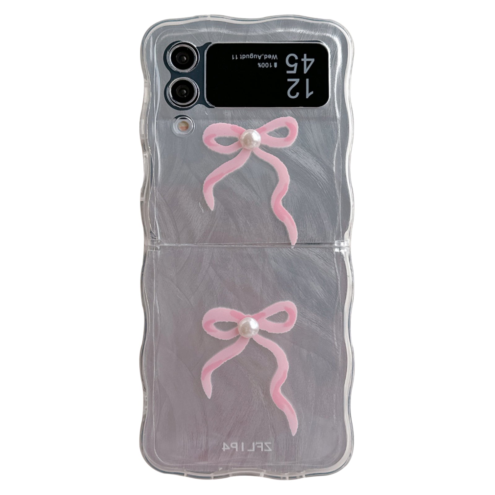For Samsung Galaxy Z Flip4 5G Case Bowknot Decor Wave Edge TPU Phone Cover