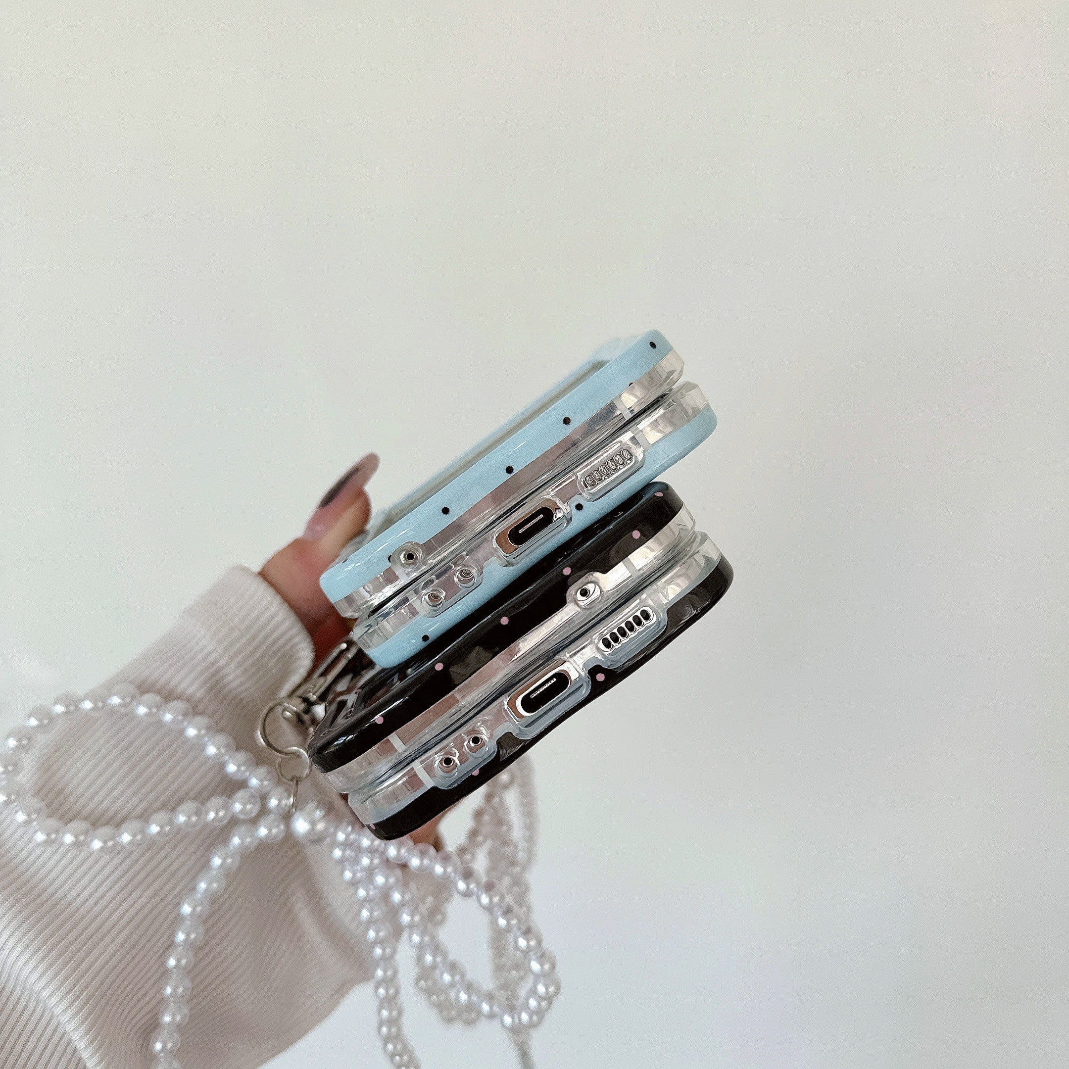 For Samsung Galaxy Z Flip5 5G Case TPU Folding Phone Cover with Pearls Bowknot Pendant