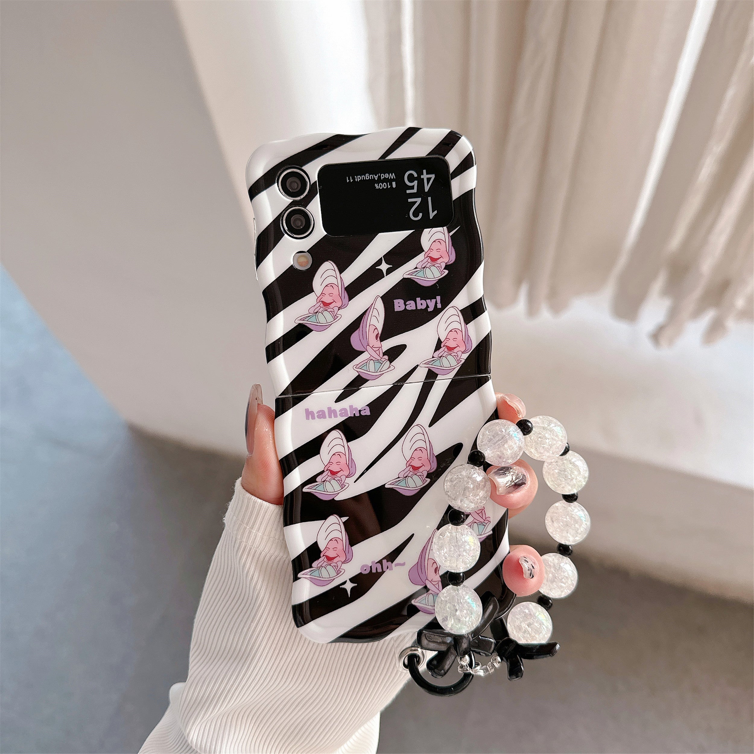For Samsung Galaxy Z Flip4 5G TPU Case Pattern Phone Cover with Hand Strap