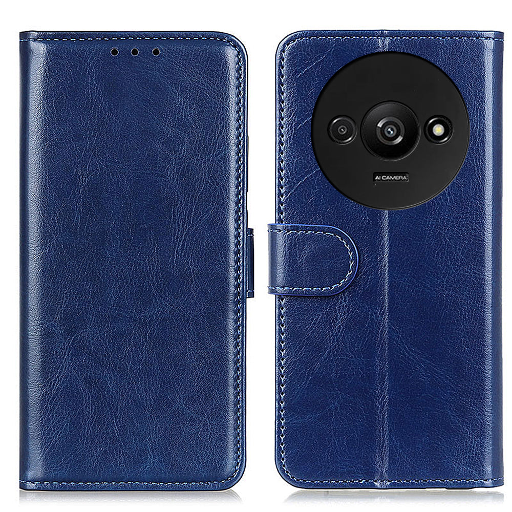 For Xiaomi Redmi A3 / Poco C61 4G Case Crazy Horse Texture Horizontal Flip Leather Phone Cover