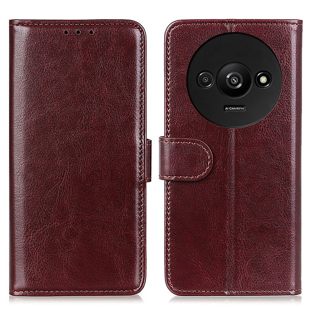 For Xiaomi Redmi A3 / Poco C61 4G Case Crazy Horse Texture Horizontal Flip Leather Phone Cover