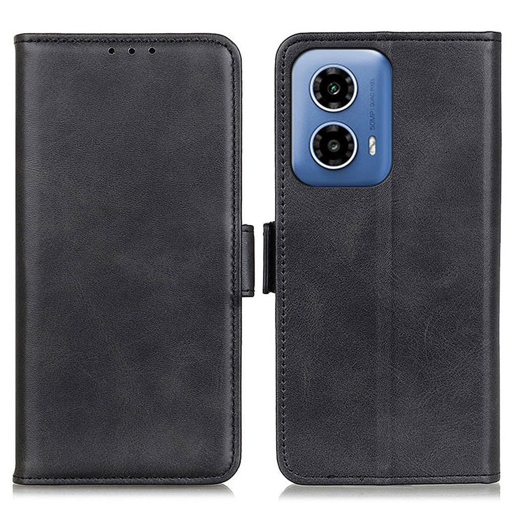 For Motorola Moto G34 5G Case PU Leather Cowhide Texture Phone Stand Cover