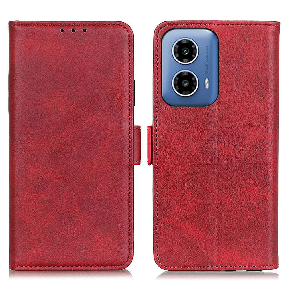 For Motorola Moto G34 5G Case PU Leather Cowhide Texture Phone Stand Cover