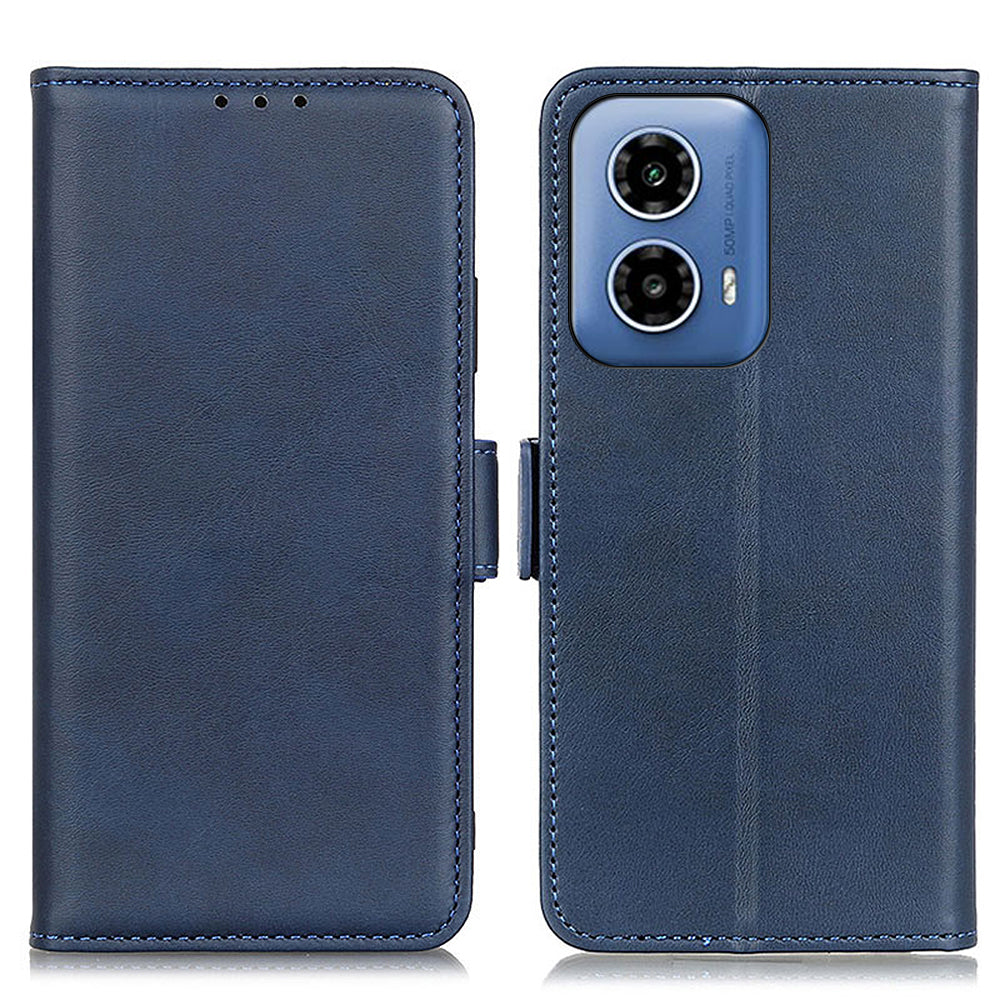 For Motorola Moto G34 5G Case PU Leather Cowhide Texture Phone Stand Cover