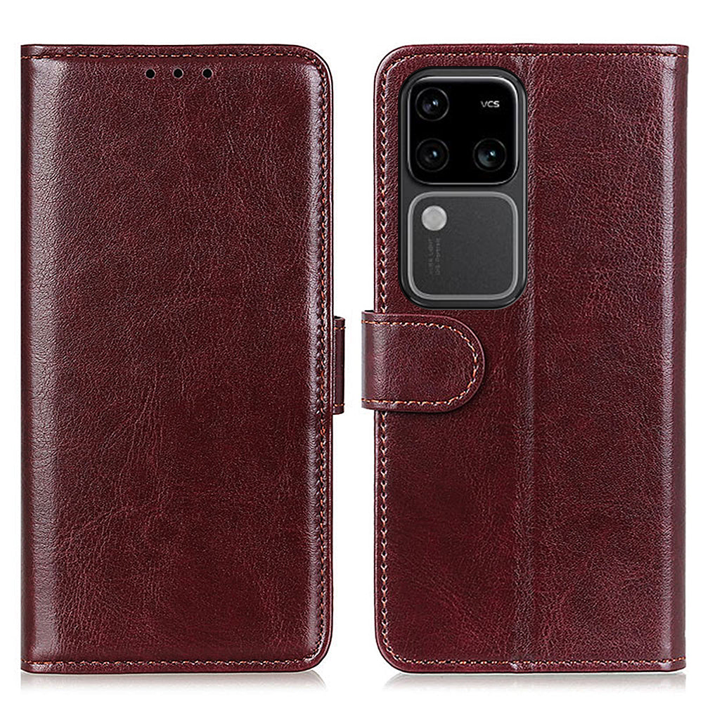 For vivo S18 5G Case PU Leather Crazy Horse Texture Wallet Dust-proof Phone Cover