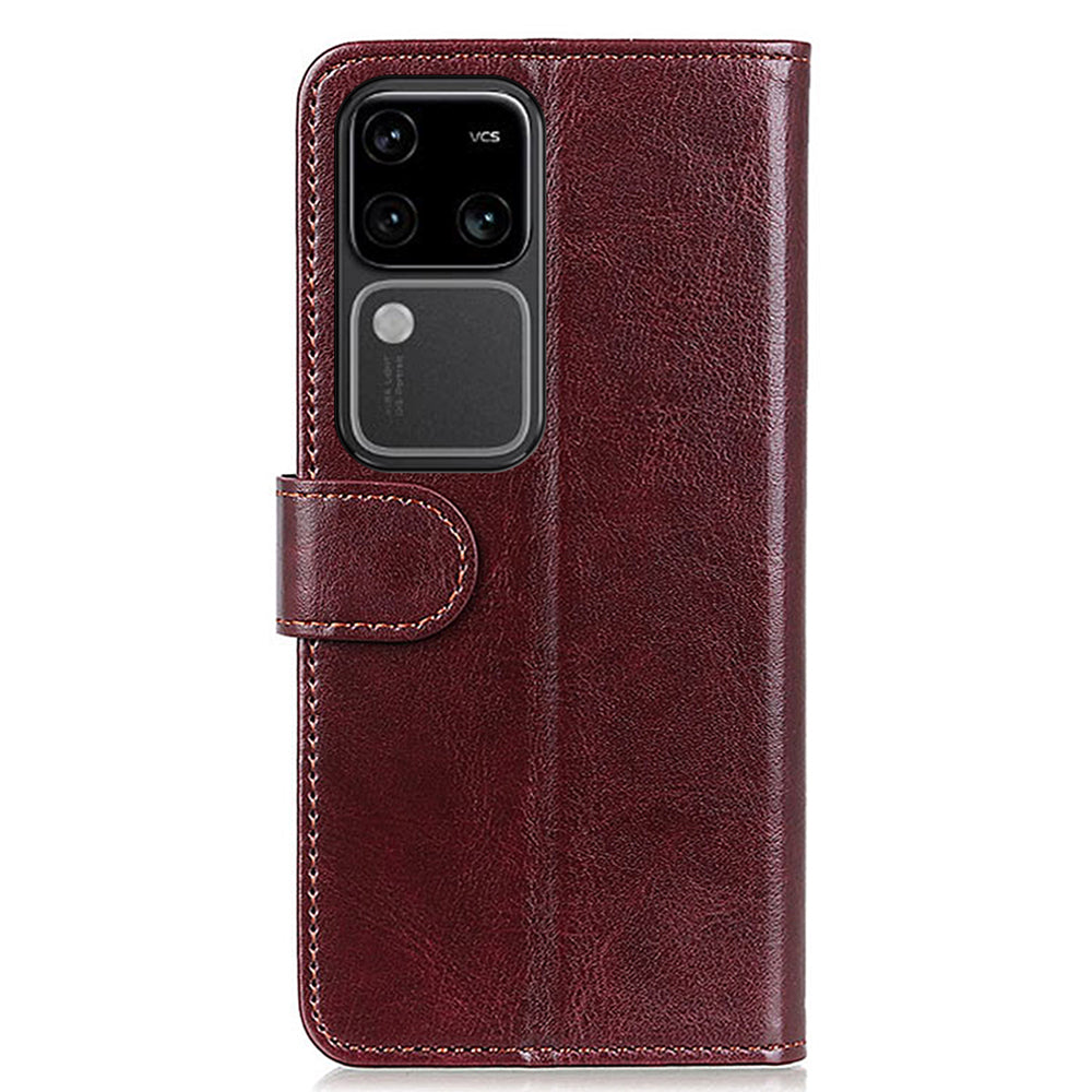 For vivo S18 5G Case PU Leather Crazy Horse Texture Wallet Dust-proof Phone Cover