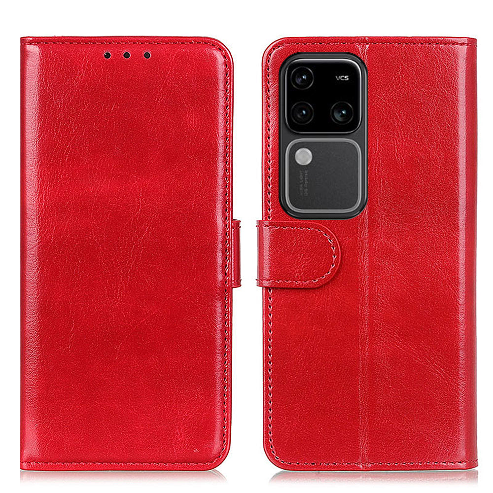 For vivo S18 5G Case PU Leather Crazy Horse Texture Wallet Dust-proof Phone Cover