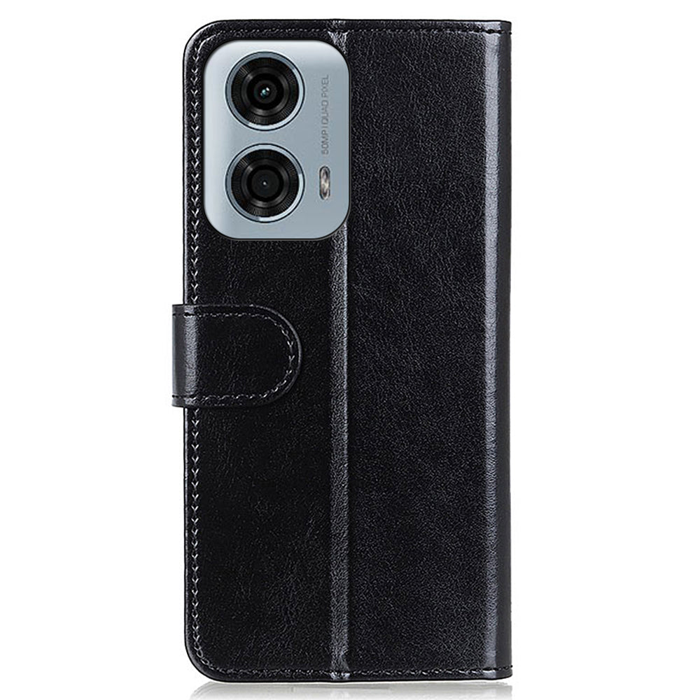 For Motorola Moto G04 4G / G24 4G Leather Wallet Case Crazy Horse Texture Phone Cover