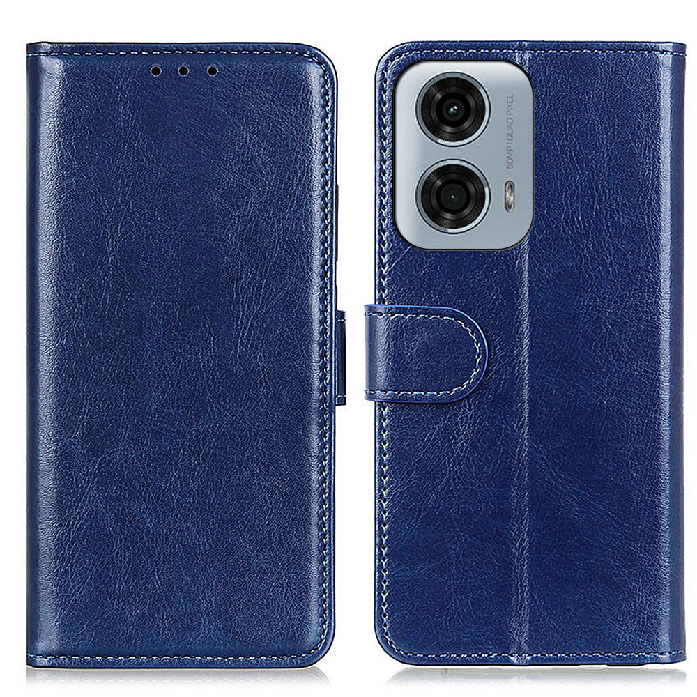 For Motorola Moto G04 4G / G24 4G Leather Wallet Case Crazy Horse Texture Phone Cover