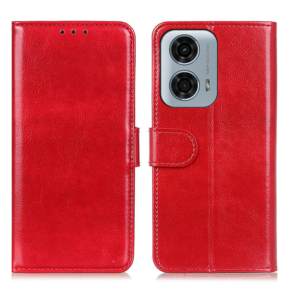 For Motorola Moto G04 4G / G24 4G Leather Wallet Case Crazy Horse Texture Phone Cover