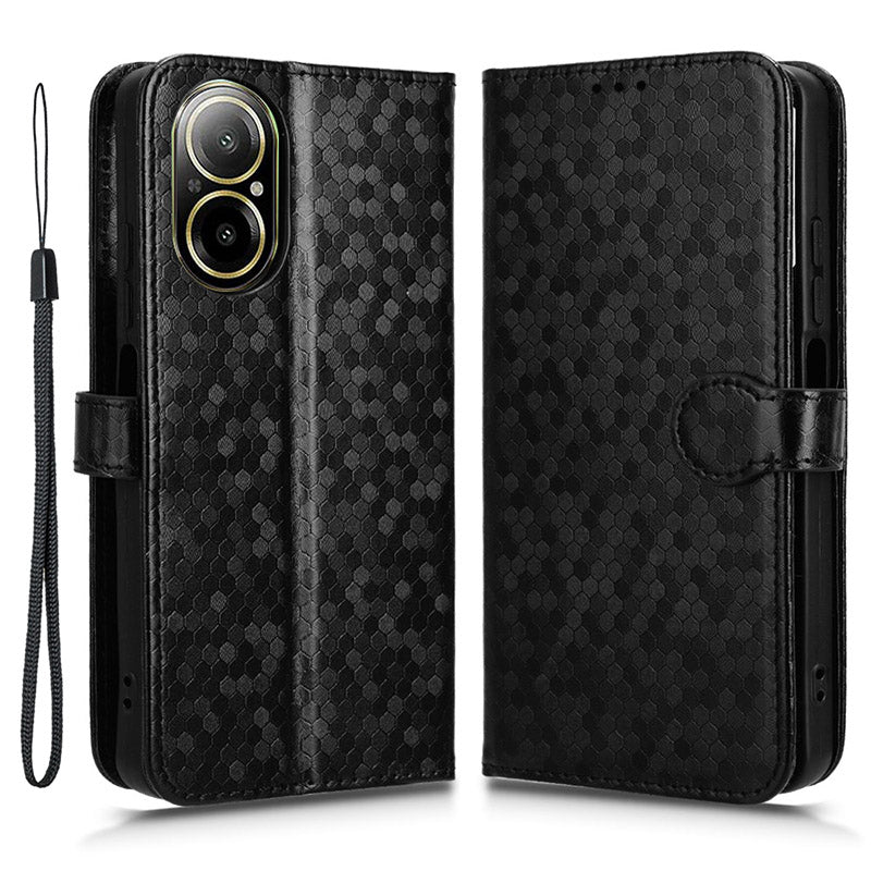 For Realme C67 4G Wallet Case Dots Imprinted Leather Stand Phone Cover