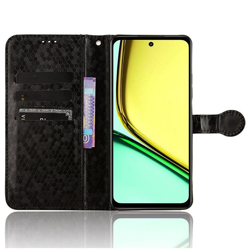 For Realme C67 4G Wallet Case Dots Imprinted Leather Stand Phone Cover