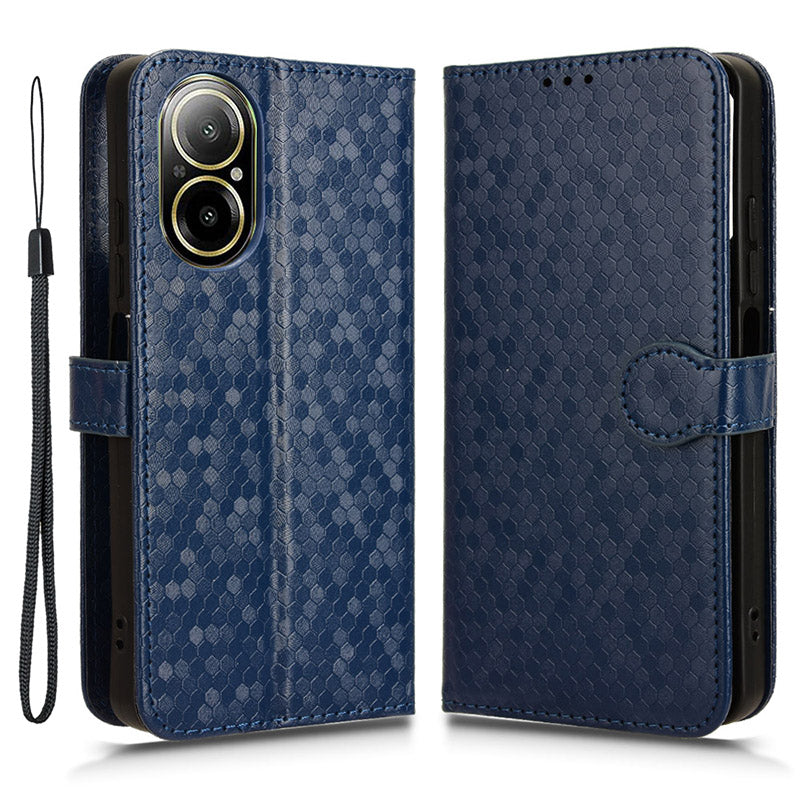 For Realme C67 4G Wallet Case Dots Imprinted Leather Stand Phone Cover