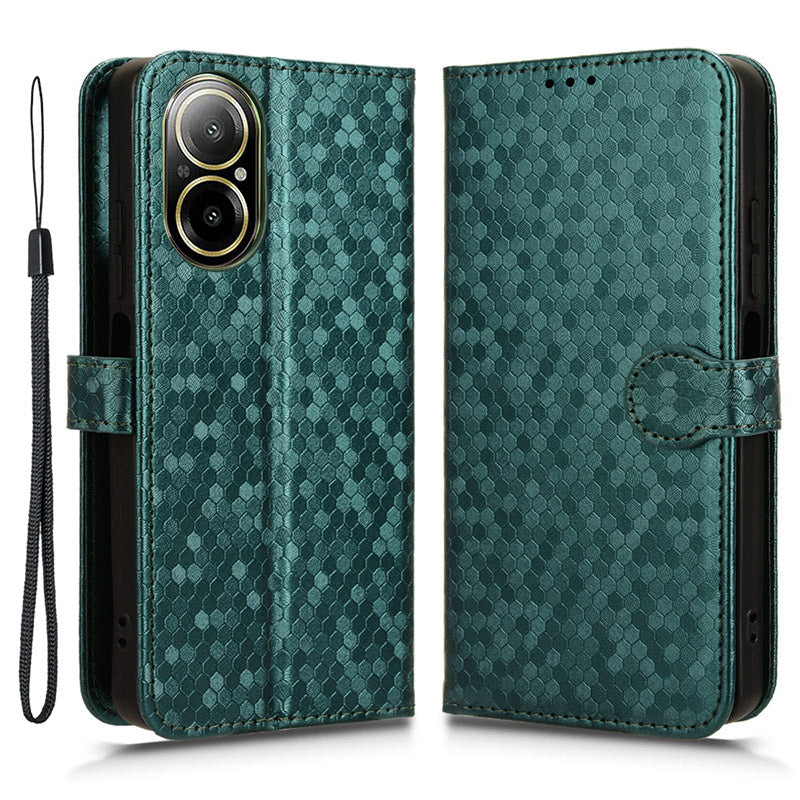 For Realme C67 4G Wallet Case Dots Imprinted Leather Stand Phone Cover