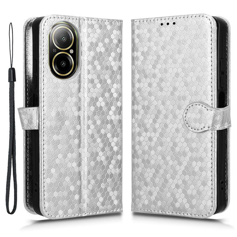 For Realme C67 4G Wallet Case Dots Imprinted Leather Stand Phone Cover