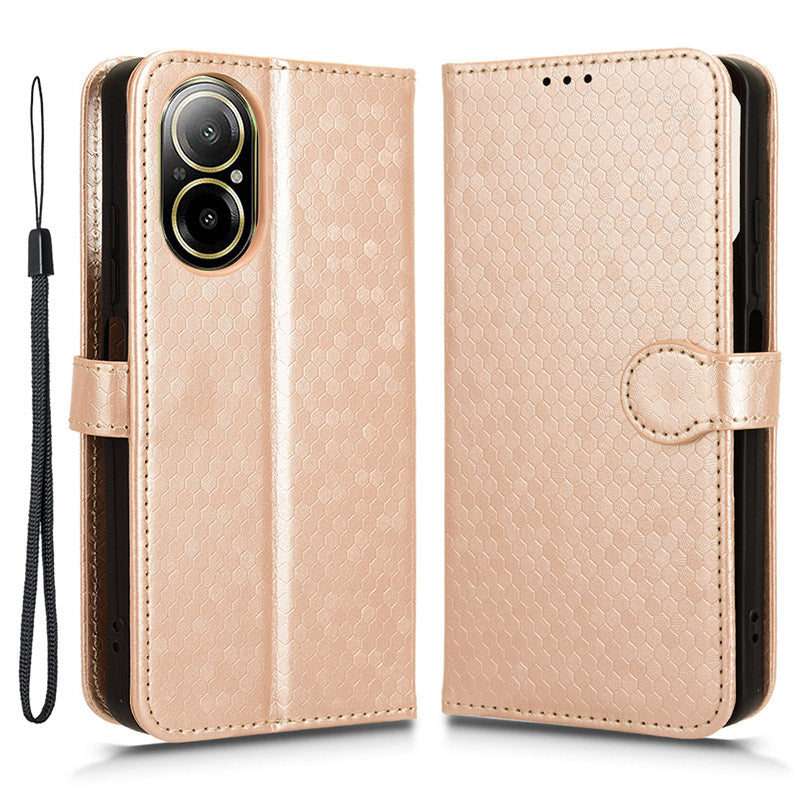 For Realme C67 4G Wallet Case Dots Imprinted Leather Stand Phone Cover
