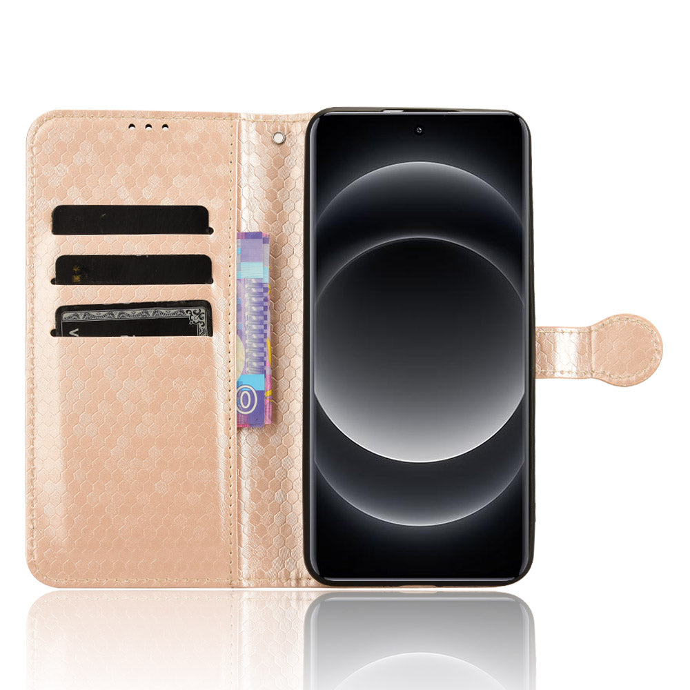 For Xiaomi 14 Ultra Case Dots Imprinted PU Leather Wallet Stand Phone Cover