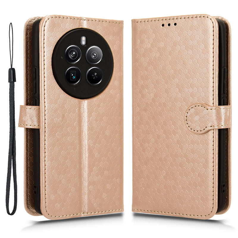 For Realme 12 Pro 5G / 12 Pro+ 5G Case PU Leather Wallet Flip Phone Cover Dots Imprinted