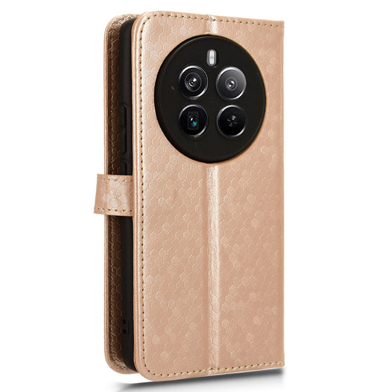 For Realme 12 Pro 5G / 12 Pro+ 5G Case PU Leather Wallet Flip Phone Cover Dots Imprinted