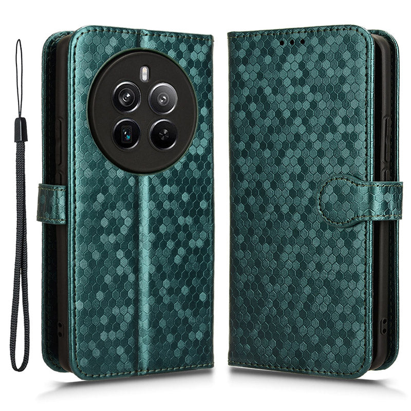 For Realme 12 Pro 5G / 12 Pro+ 5G Case PU Leather Wallet Flip Phone Cover Dots Imprinted