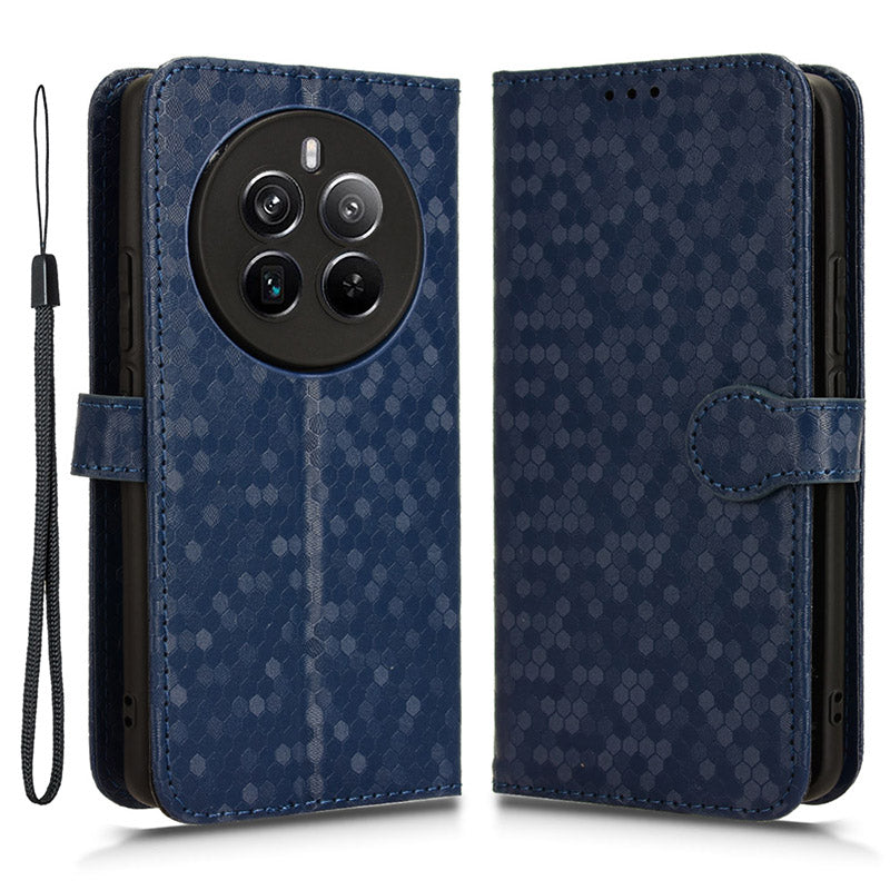 For Realme 12 Pro 5G / 12 Pro+ 5G Case PU Leather Wallet Flip Phone Cover Dots Imprinted