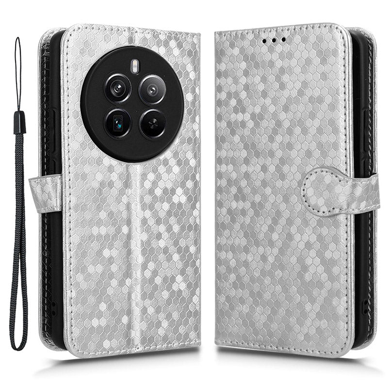 For Realme 12 Pro 5G / 12 Pro+ 5G Case PU Leather Wallet Flip Phone Cover Dots Imprinted