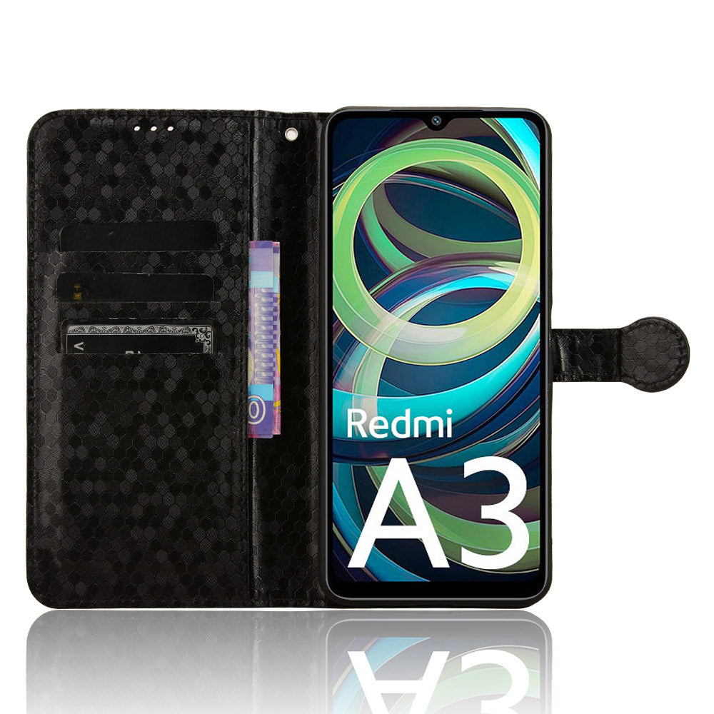 For Xiaomi Redmi A3 / Poco C61 4G Case Dots Imprinted PU Leather Viewing Stand Phone Cover